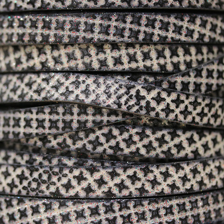 Ltd Edition LEATHER 10mm Flat - Multi Glitter - 1 meter