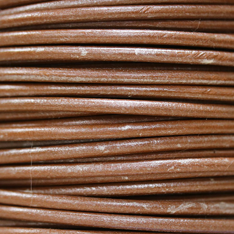 Ltd Edition LEATHER 4mm Round - Met Burnt Orange - 1 meter