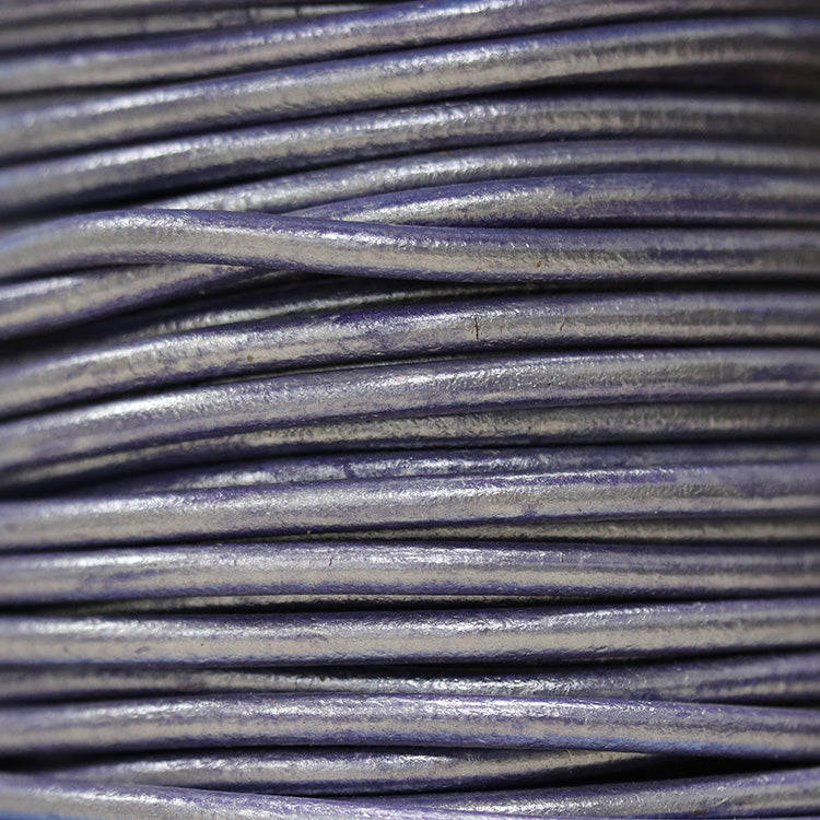 Ltd Edition LEATHER 4mm Round - Met Lilac - 1 meter