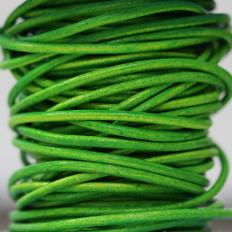 Ltd Edition LEATHER 3mm Round - Lime - 1 meter