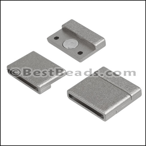 20mm flat ACRYLIC magnet MATTE GUNMETAL - 10 clasps