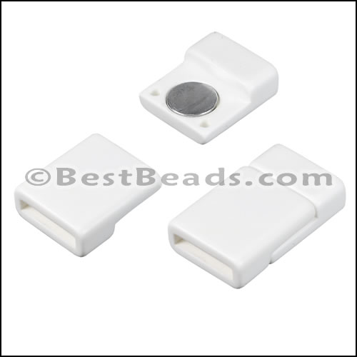 10mm flat ACRYLIC magnet WHITE - 10 clasps