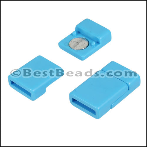 10mm flat ACRYLIC magnet TURQUOISE - 10 clasps