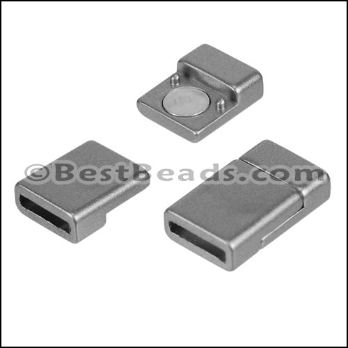 10mm flat ACRYLIC magnet MATTE GUNMETAL - 10 clasps