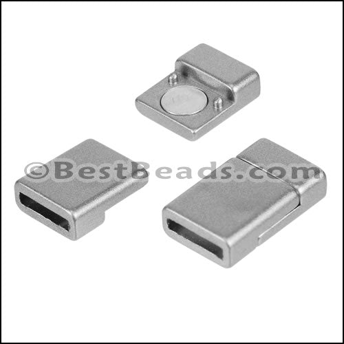 10mm flat ACRYLIC magnet PEWTER - 10 clasps