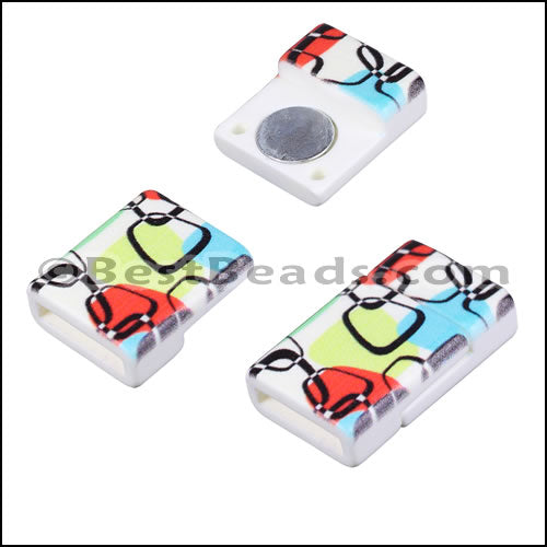 10mm flat ACRYLIC PATTERN magnet STYLE 15 - 10 clasps