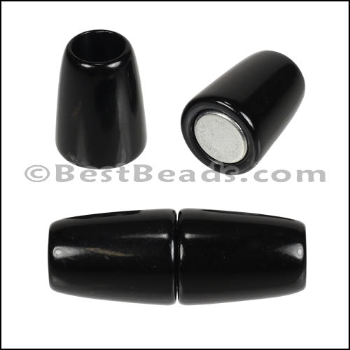 6mm round ACRYLIC magnet SHINY BLACK - 10 clasps