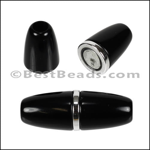 6mm round ACRYLIC magnet S.L. SHINY BLACK - 10 clasps