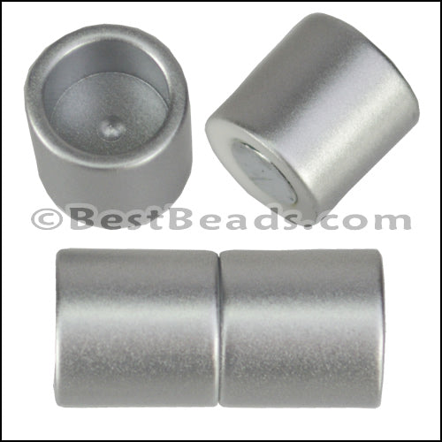 8mm round ACRYLIC magnet CYL MATTE SILVER - 10 clasps