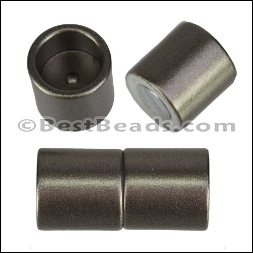 10mm round ACRYLIC magnet CYL MATTE GUNMETAL - 10 clasps