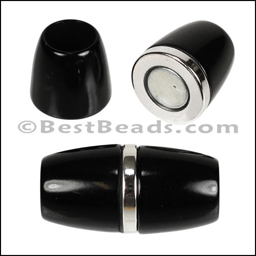 10mm round ACRYLIC magnet S.L. SHINY BLACK - 5 clasps