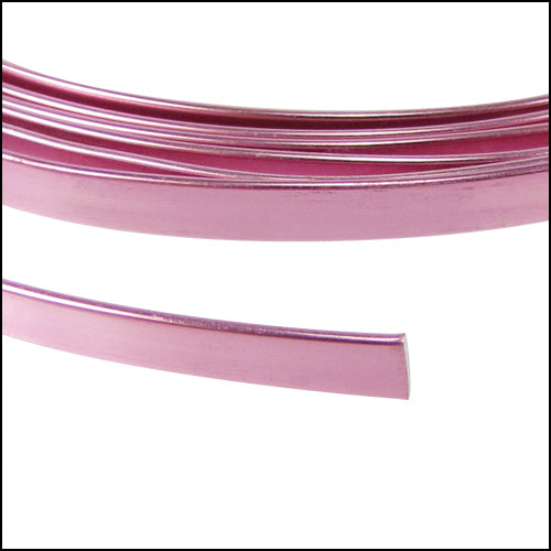 Flat aluminum wire 3mm PINK - 2m COIL