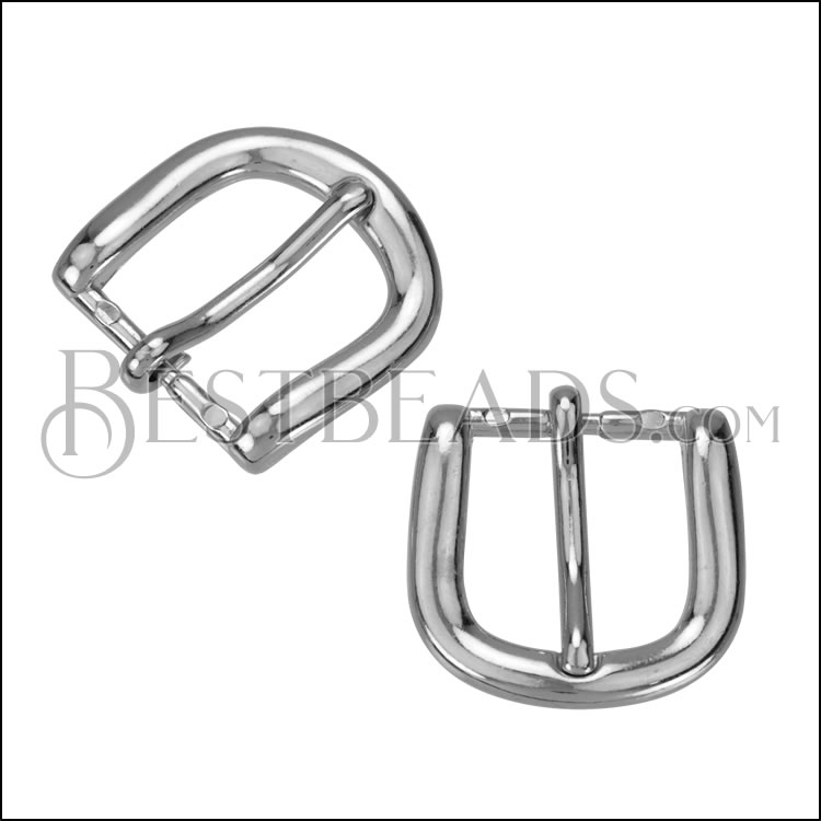 20mm Flat BASIC ROUNDED Buckle RHODIUM - 10 pcs