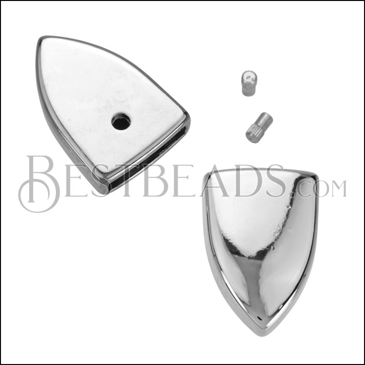 20mm Flat POINTED METAL TIP for Buckle RHODIUM - 10 pcs