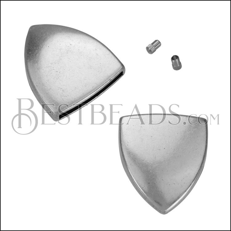30mm Flat POINTED METAL TIP for Buckle ANT SILVER - 10 pcs