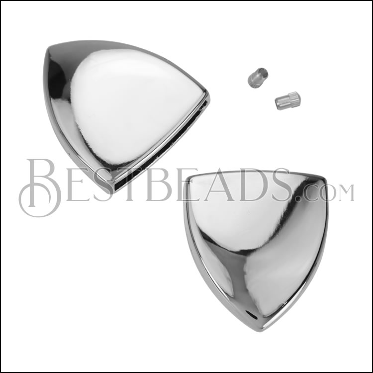 30mm Flat POINTED METAL TIP for Buckle RHODIUM - 10 pcs