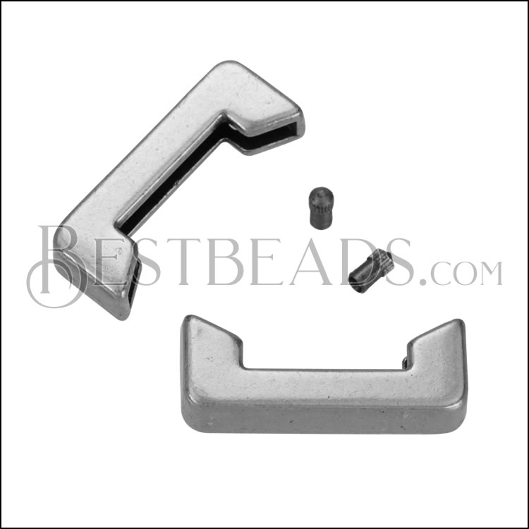 30mm Flat SQUARE METAL TIP for Buckle ANT SILVER - 10 pcs