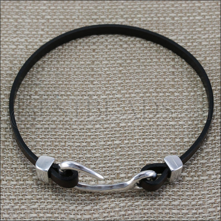 5mm flat LOOP BAR spacer ANT SILVER - 10 pcs