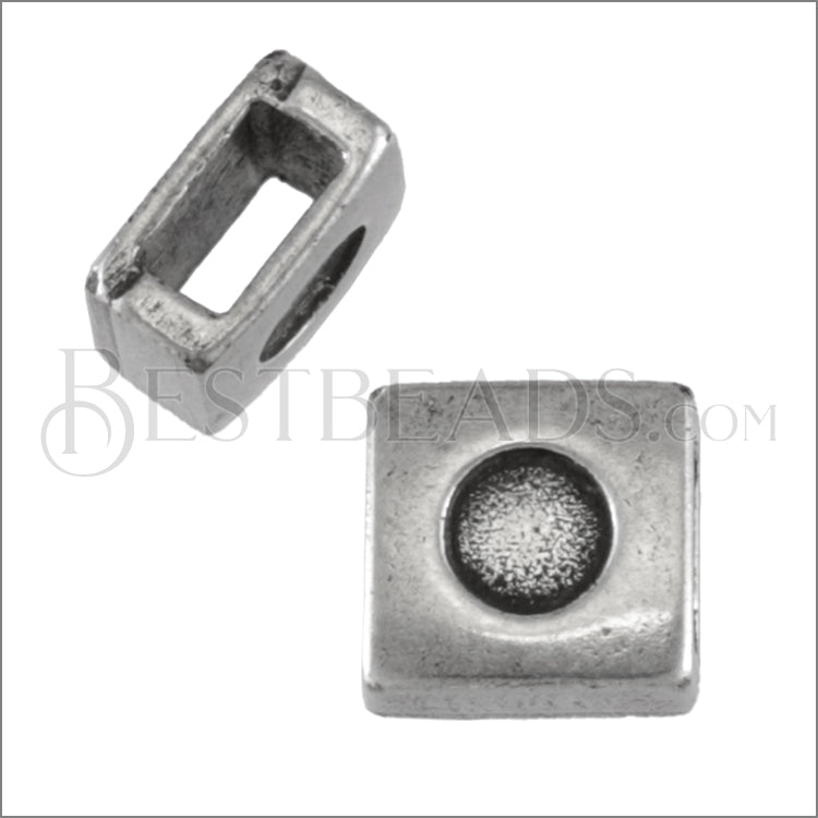 5mm flat SMALL CABOCHON slider ANT SILVER - 10 pcs
