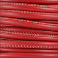 8mm round STITCHED PREMIER leather RED - 1 meter
