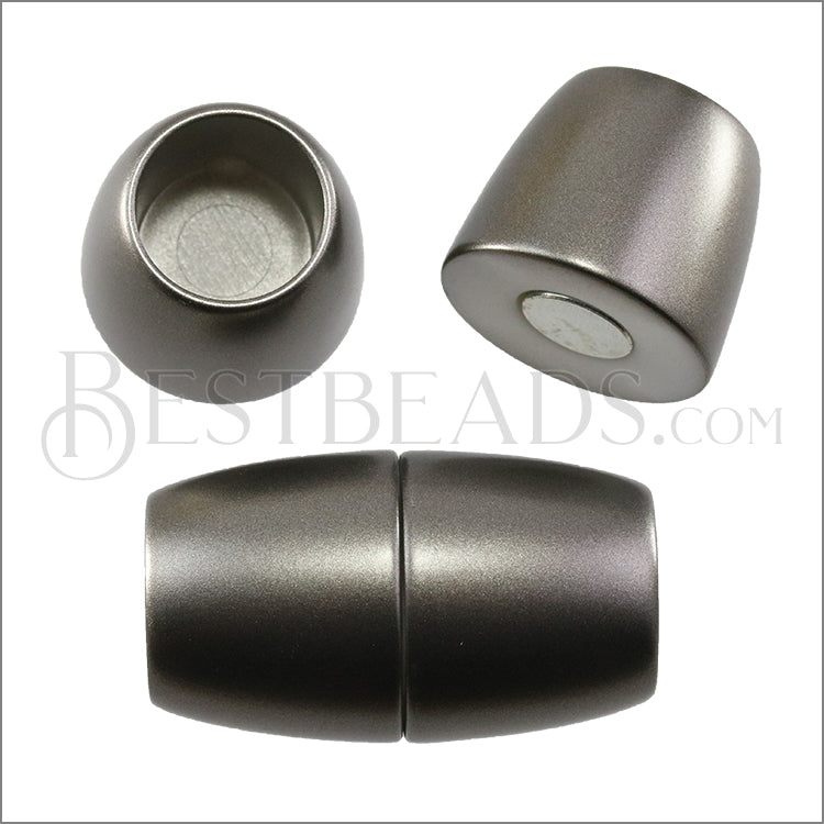 15mm round ACRYLIC magnet MATTE GUNMETAL - 5 clasps