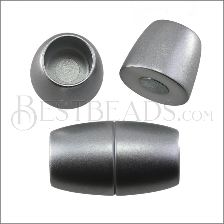 15mm round ACRYLIC magnet MATTE SILVER - 5 clasps
