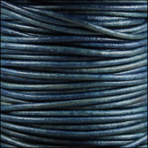 1.5mm round Indian leather - blue natural dye - 25m SPOOL