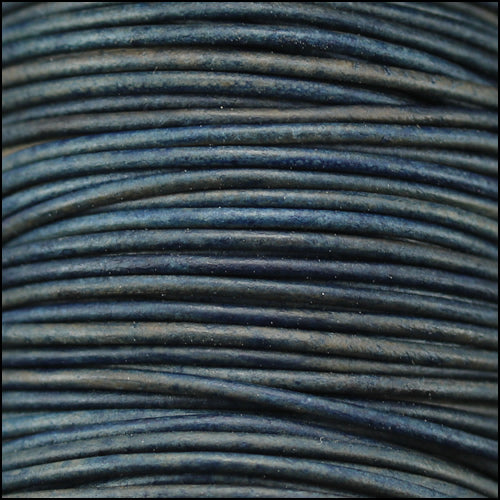 0.5mm round Indian leather - blue natural dye - 25m SPOOL