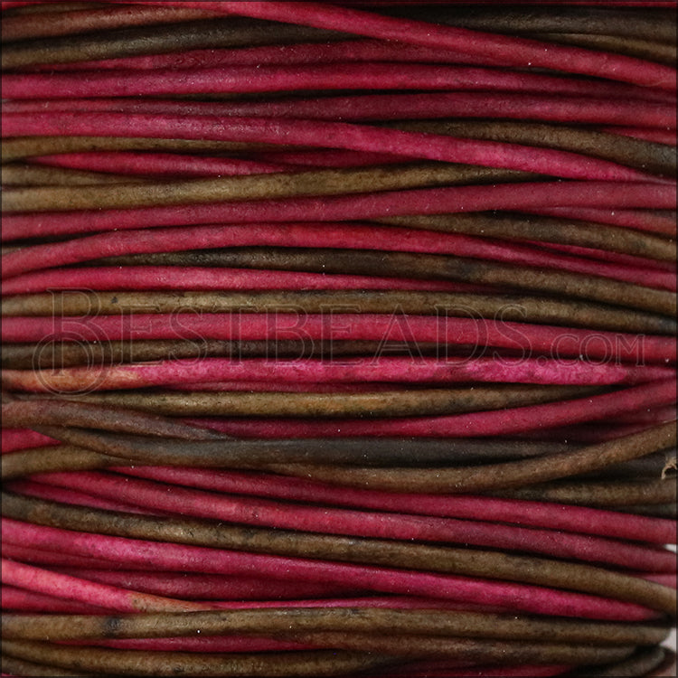 2mm round Indian leather - irasa natural dye - 25m SPOOL