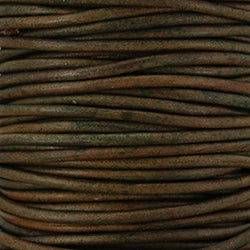 2mm round Indian leather - dark green natural dye - 25m SPOOL
