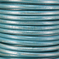5mm round Euro leather METALLIC SEAFOAM - meter
