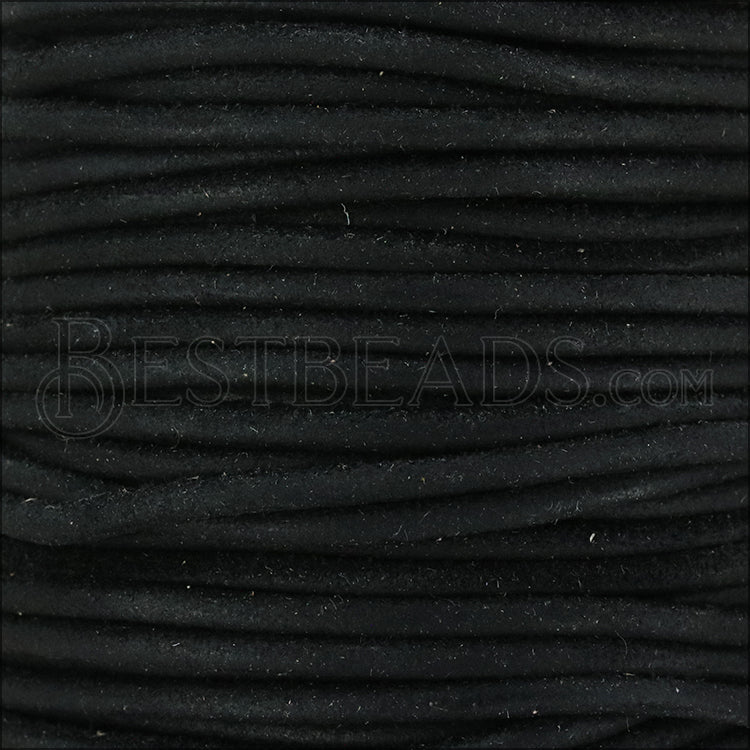 3mm round SUEDE Euro leather BLACK - meter
