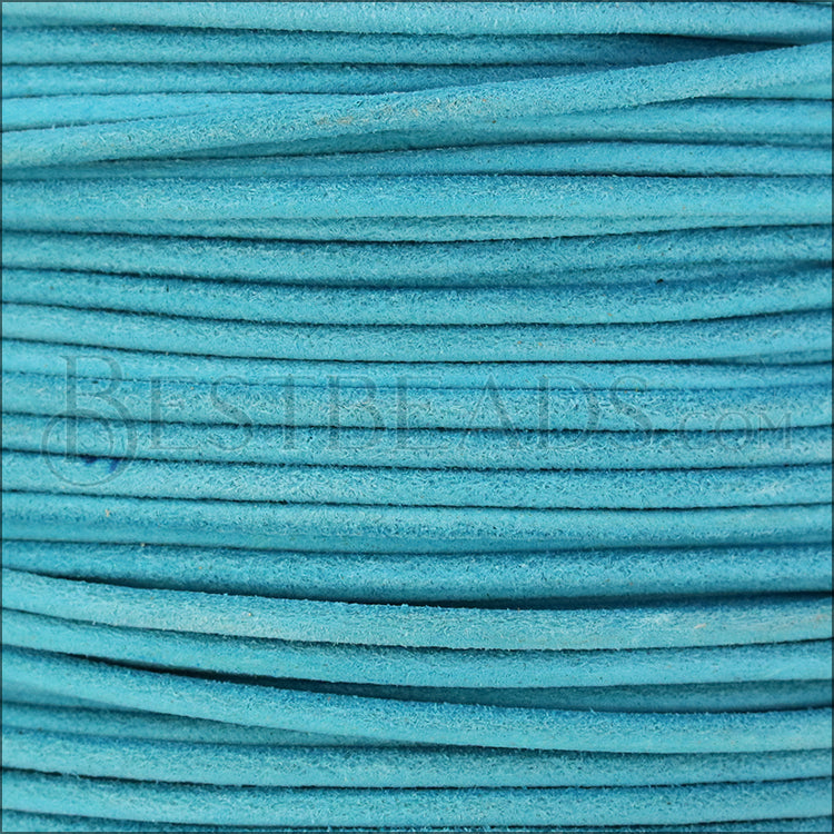 3mm round SUEDE Euro leather TURQUOISE - meter