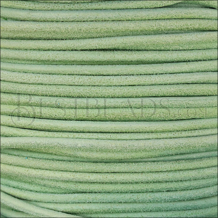3mm round SUEDE Euro leather APPLE GREEN - meter