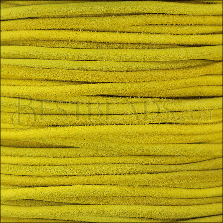 3mm round SUEDE Euro leather YELLOW - meter