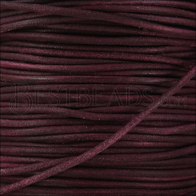 3mm round SUEDE Euro leather PLUM - meter