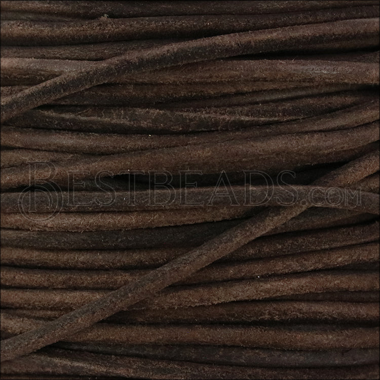 3mm round SUEDE Euro leather DARK BROWN - meter