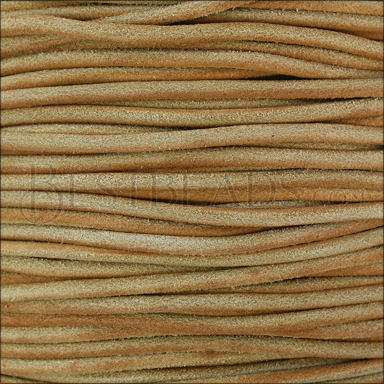 3mm round SUEDE Euro leather NATURAL - meter