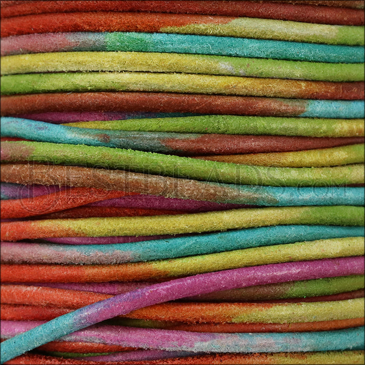 3mm round SUEDE Euro leather RAINBOW - 25m SPOOL