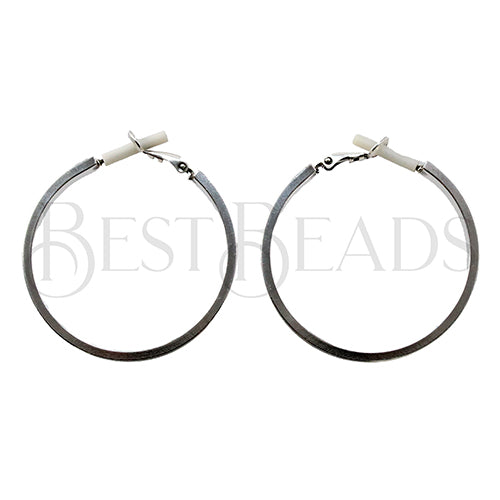 3mm Flat GLUE - IN HOOP EARRING ANT SILVER - one pair (2 pcs)