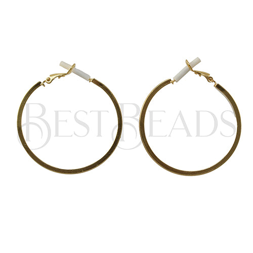 3mm Flat GLUE - IN HOOP EARRING GOLD - one pair (2 pcs)