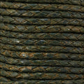 3mm Round Indian Braided Leather NATURAL GREEN - 10m SPOOL