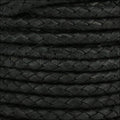 5mm Round Indian Braided Leather NAT BLACK MATTE - 10m SPOOL