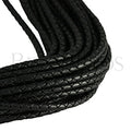 4mm Round Indian Braided Leather BLACK - 25m coil