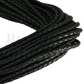 6mm Round Indian Braided Leather BLACK NAT. - 25m coil