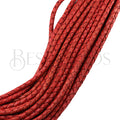 3mm Round Indian Braided Leather RED NAT. - 25m coil