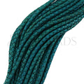 4mm Round Indian Braided Leather DARK TURQ NAT. - 25m coil