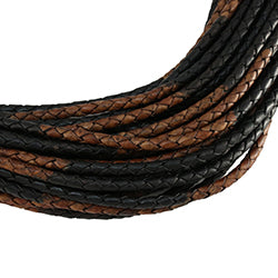 3mm Round Indian Braided Leather GYPSY SIPPA NATURAL - 25m coil