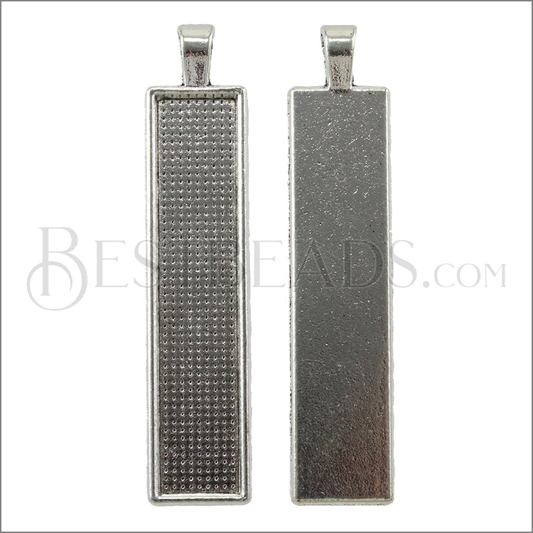 Rectangle Inlay Pendant RHODIUM - 10 pcs