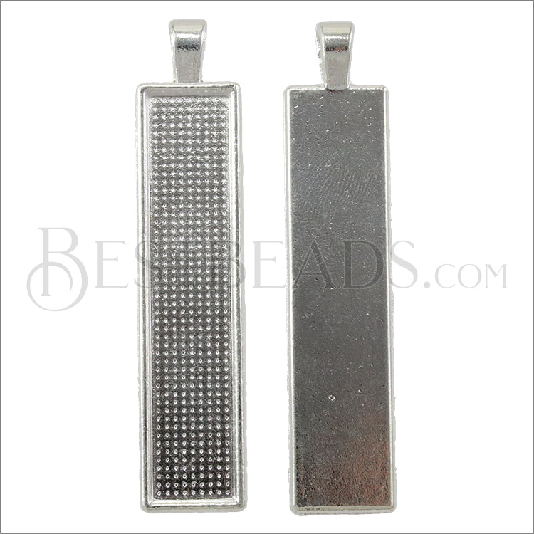 Rectangle Inlay Pendant SILVER PLATE - 10 pcs